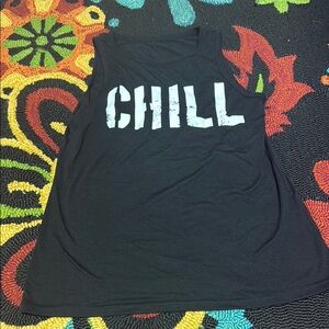 Black 'CHILL' Tank Top